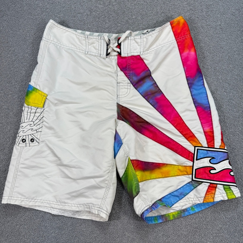 Billabong Rising Sun Shorts Men's 34 Multicolor Tie Dye Cargo Surfer Beach